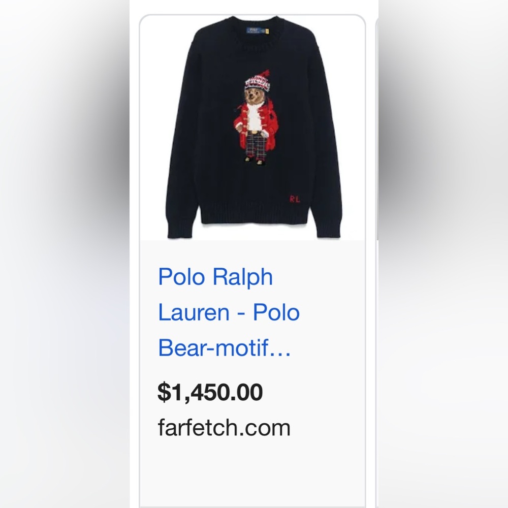 Polo by Ralph Lauren Navy Sweater with Festive Bear - Picture 5 of 5
